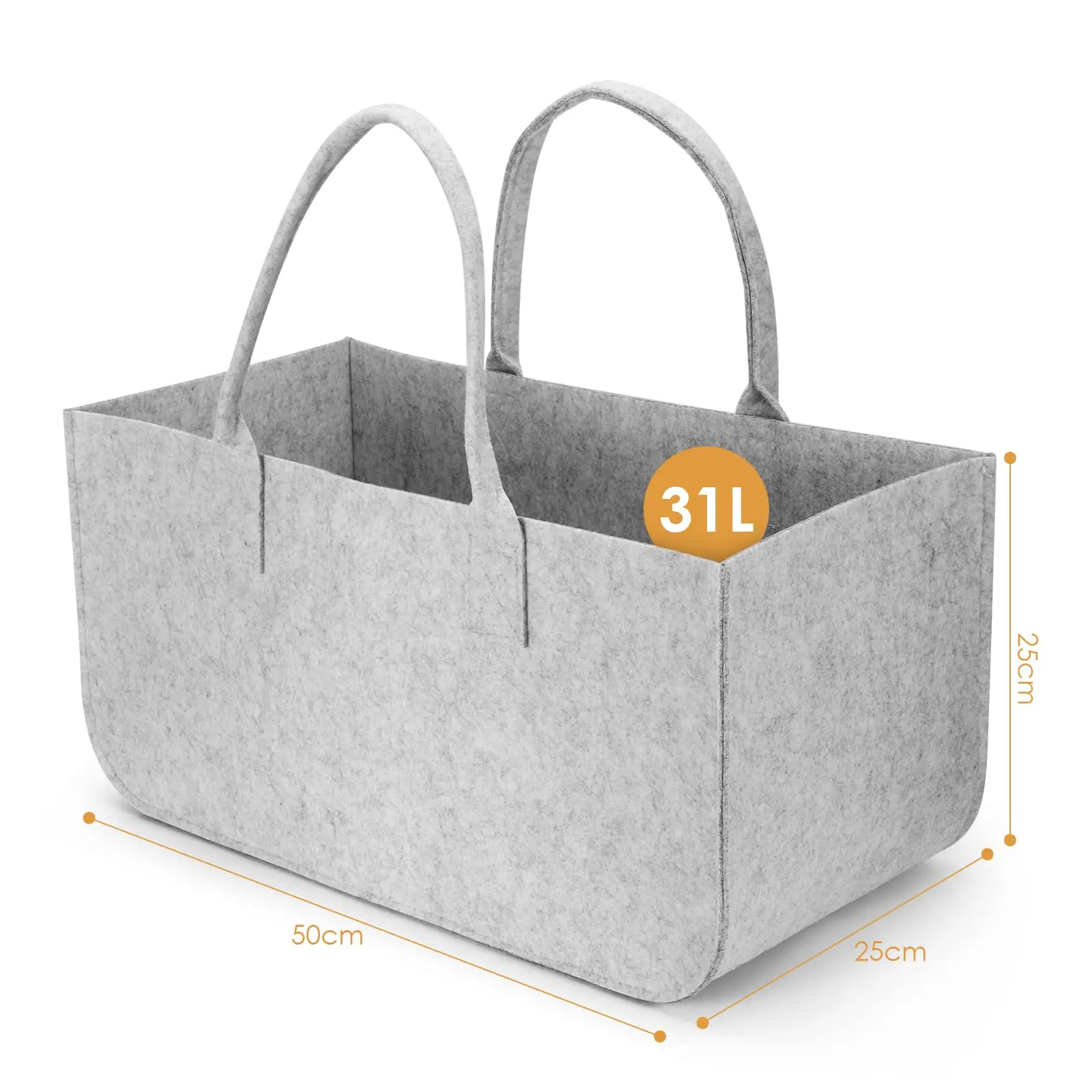 Firewood Bags, Felt, Portable Foldable Wood Basket, Non-Woven Fabric, Firewood Basket with Handles, Large All-Purpose Basket