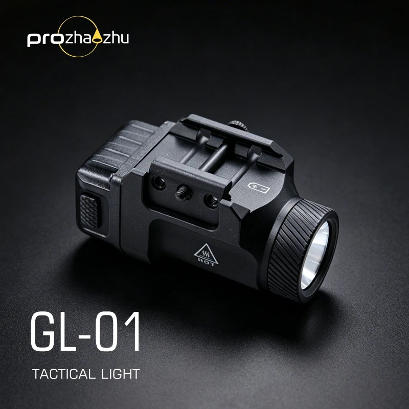 gl-01-500ルーメン戦術用ledライト-3700cd-125m長距離ipx5防水cr123aハンティング懐中電灯-ピカティニーレールマウント付き