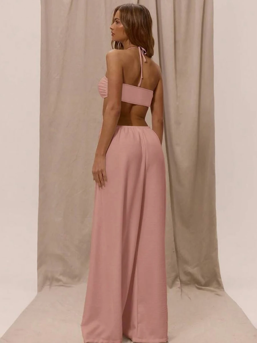 Cutenew licou combinaisons femmes Sexy élégant sans taille dos nu cercle ruban Simple été tendance Clubwear vacances salopette