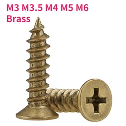 M3 M3.5 M4 M5 M6 Brass Cross Recessed Countersunk Flat Head Self Tapping Screws Wood Screw