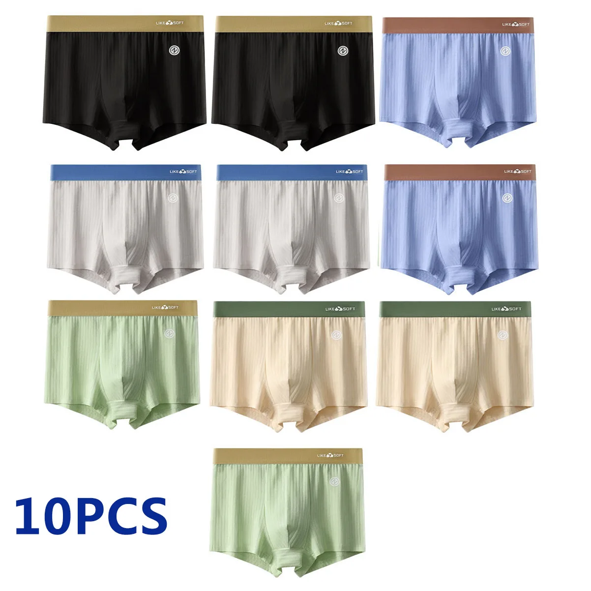 

10PCS Men Striped Shorts Boxer Underwear Sexy Underpants Male Homme U Convex Lingerie Boxershorts Men Boxers Panties XL-3XL
