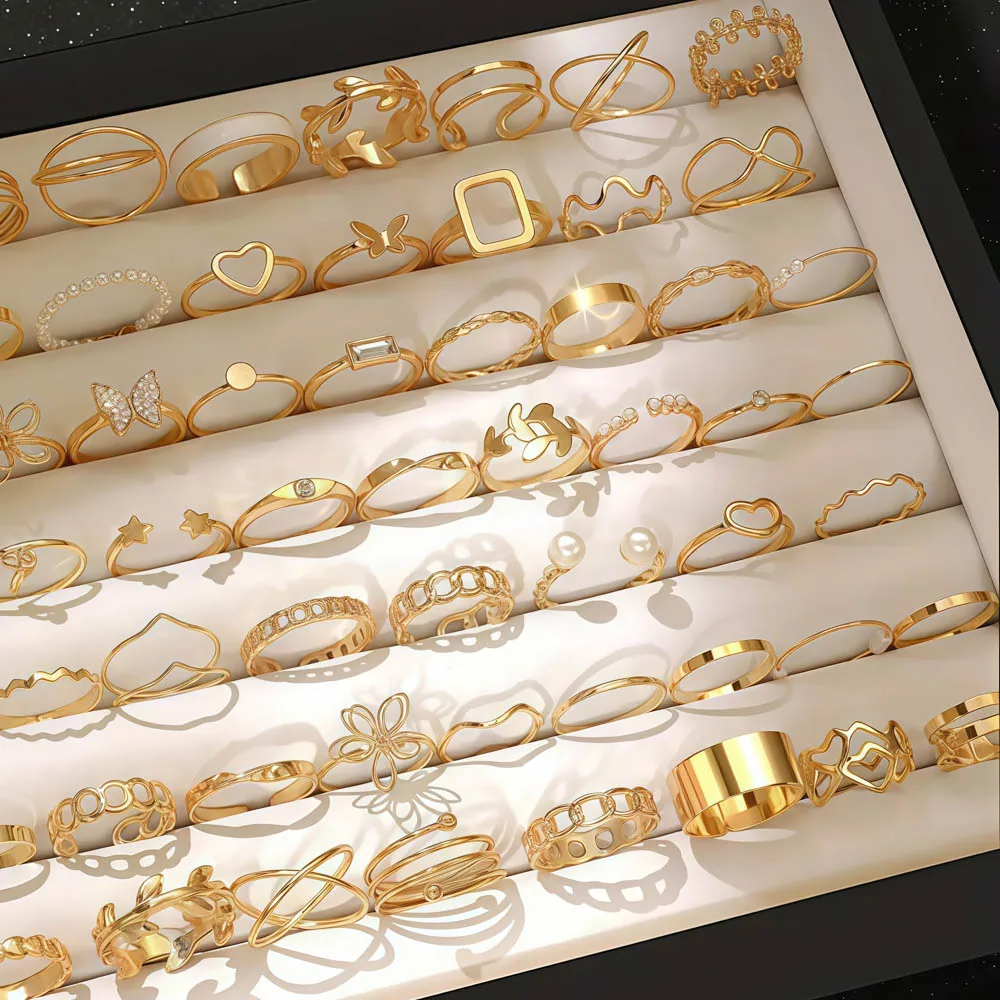 20 قطعة/الوحدة سحر الموضة رائعة فراشة الزهور هندسية الجوف خواتم للنساء ارتداء اليومي مزيج نمط هدايا الحفلات المثالية