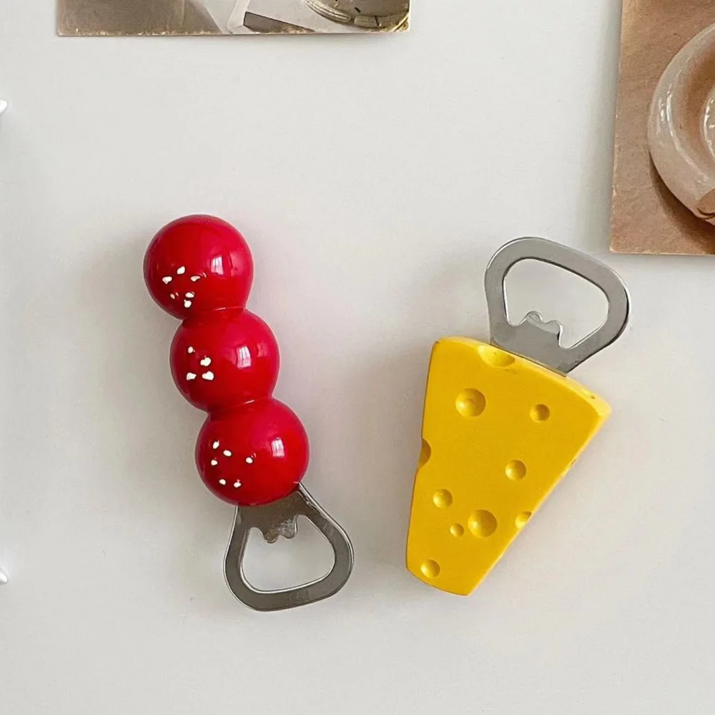 Korean Ins Beer Opener Kawaii Candied Haws Cheese Refrigerator Magnets Home Decor Kitchen Gadgets Cute Bottle Opener Keychain