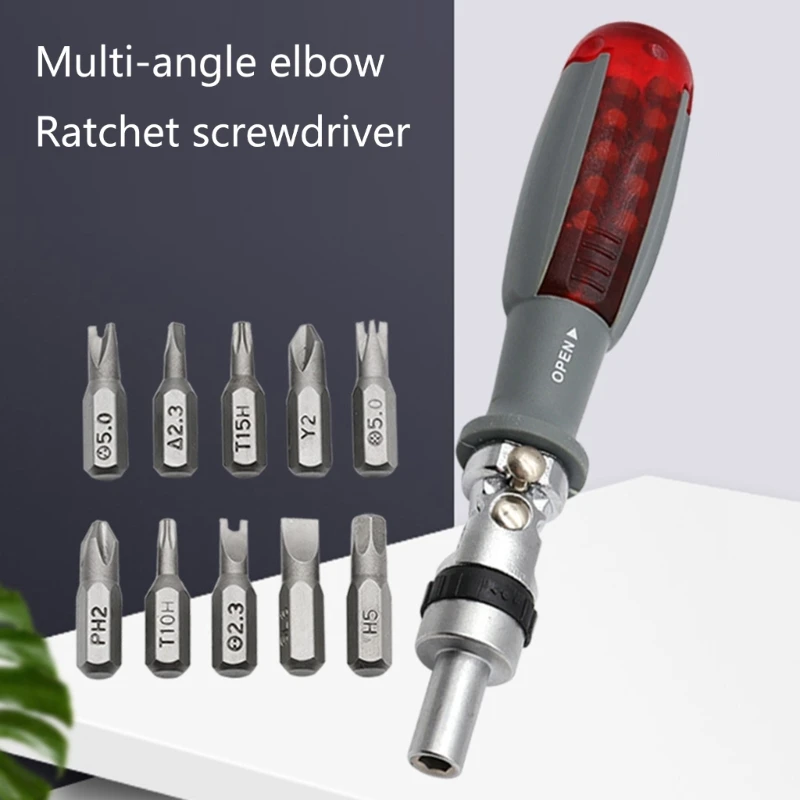 Tua Vít 10 Bit Xoay 180 Độ Gấp 11 Trong 1 Ratchet Thả Vận Chuyển