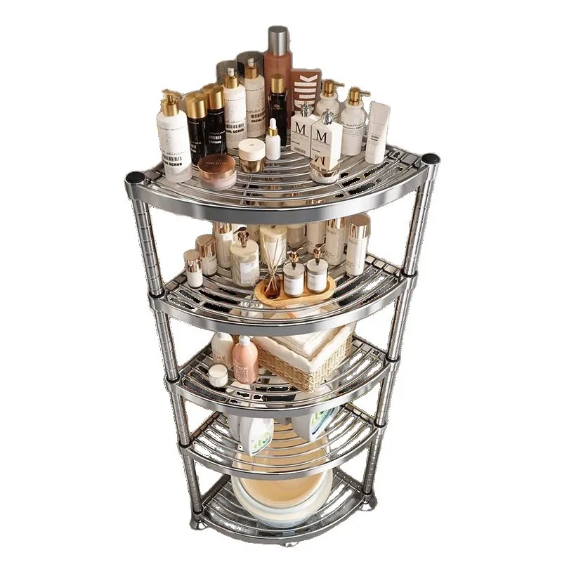 

304 stainless steel bathroom corner rack floor toiletries storage rack toilet multi-functional rack tripod