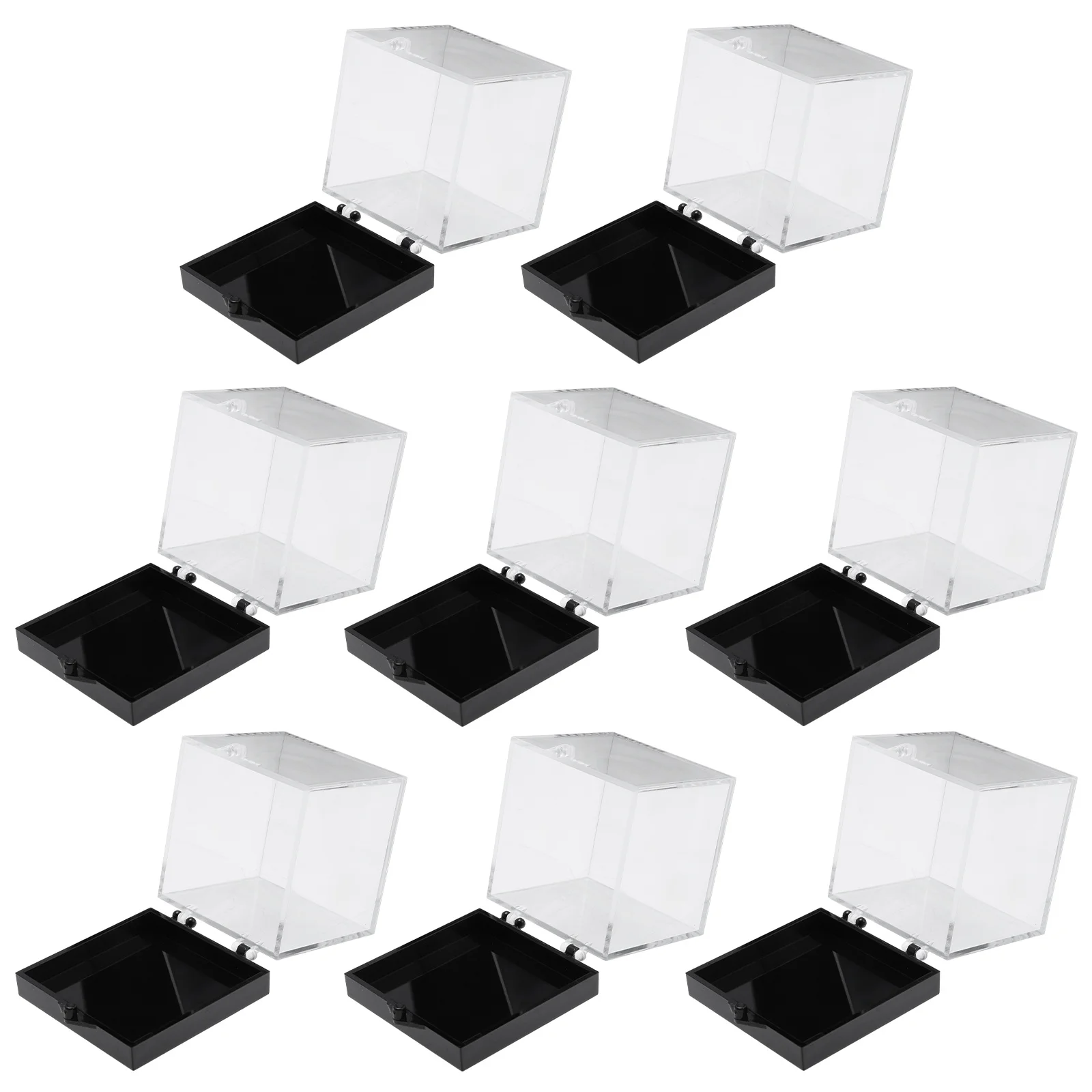 8Pcs Transparent Specimen Storage Box Plastic Square Durable Mineral Sample Display Container Organizing Case Specimen Box