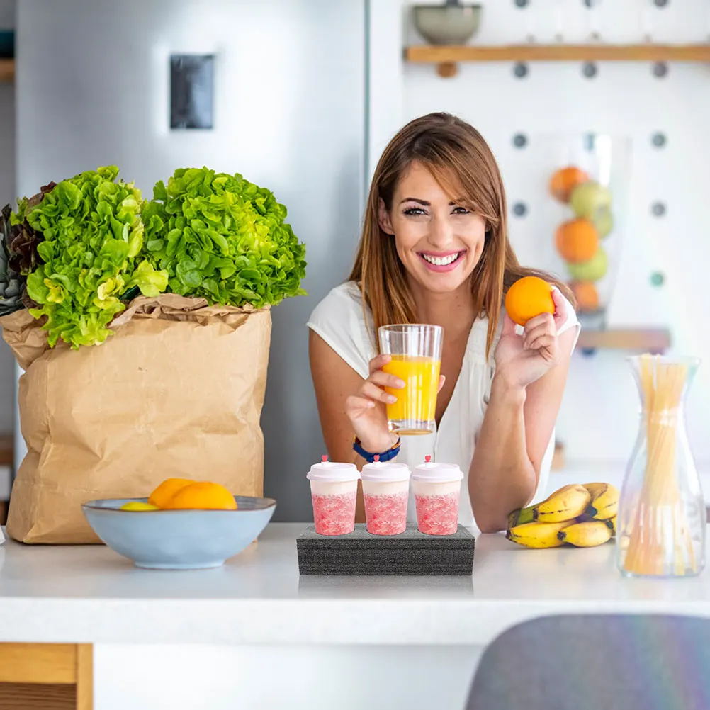 

4pcs Cup Tray 3-Hole Pearl Cotton Drink Carrier For Takeout Milk Tea Coffee Ice Cream Outdoor Beverage Packing Rack Multi-Hole