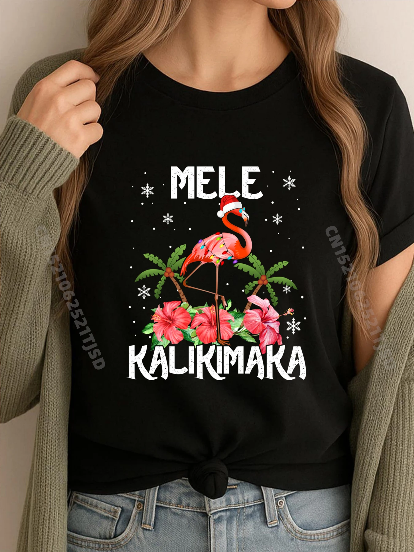 

Mele Kalikimaka Merry Xmas Light Санта Гавайский фламинго мужские рубашки футболка с графическим рисунком брендовая одежда футболка женская