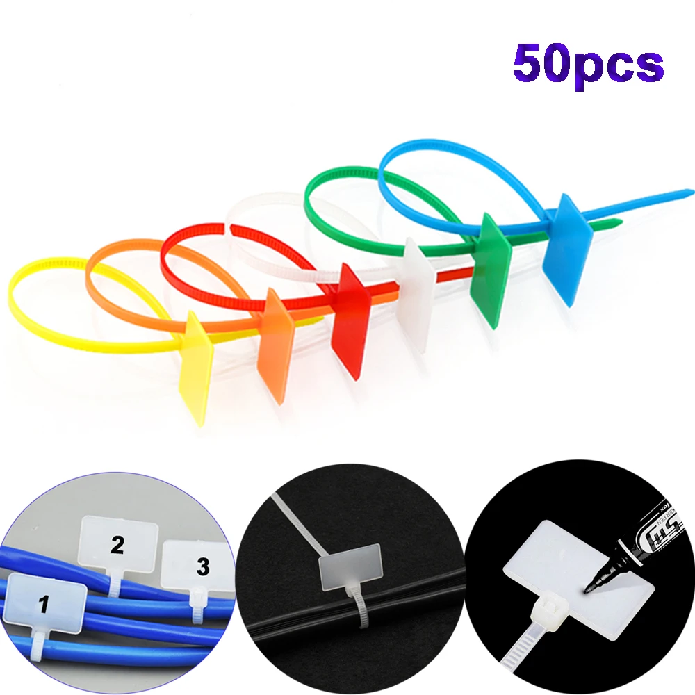 4*150mm 50pcs Plastic Self-locking Nylon Cable Winder Tag Wire Ties Labels
