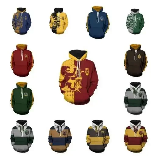 HarryyPotter Cosplay Costume Hoodie Sweatshirt Gryffindor Slytherin Ron Novelty Accessories Hufflepuff Ravenclaw Kids and Adults