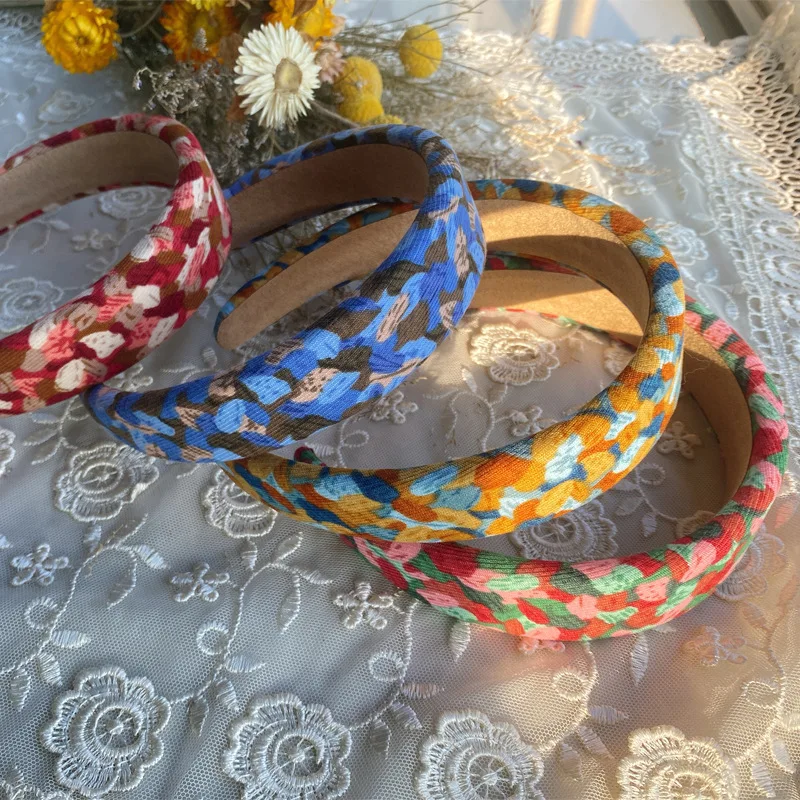 Colorful Printed Headbands Red Green Blue Brown Floral Lattice Hairbands for Women Hair Accessories Girl Fashion Daily Headdress