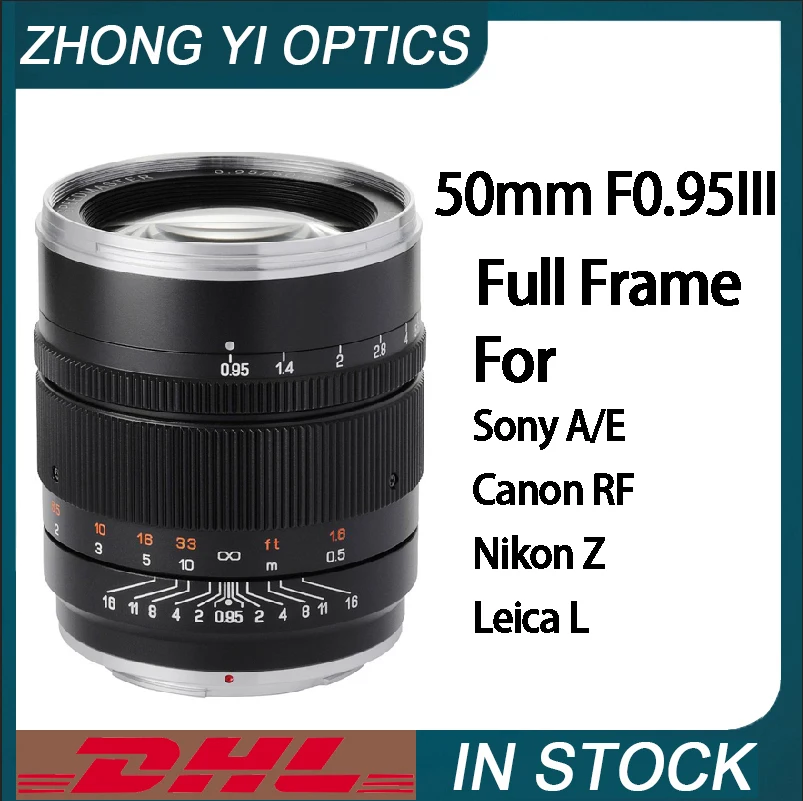 Zhongyi 50mm F0.95 III Lens Full Frame Large Aperture Fixed Focus For Sony A/E Canon RF Nikon Z Leica L A7R A7 A6000 Camera