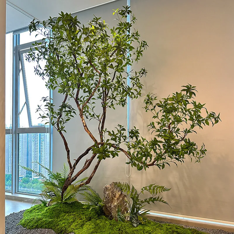High-end simulated horse drunk wood window landscaping plant indoor bionic green plant decoration