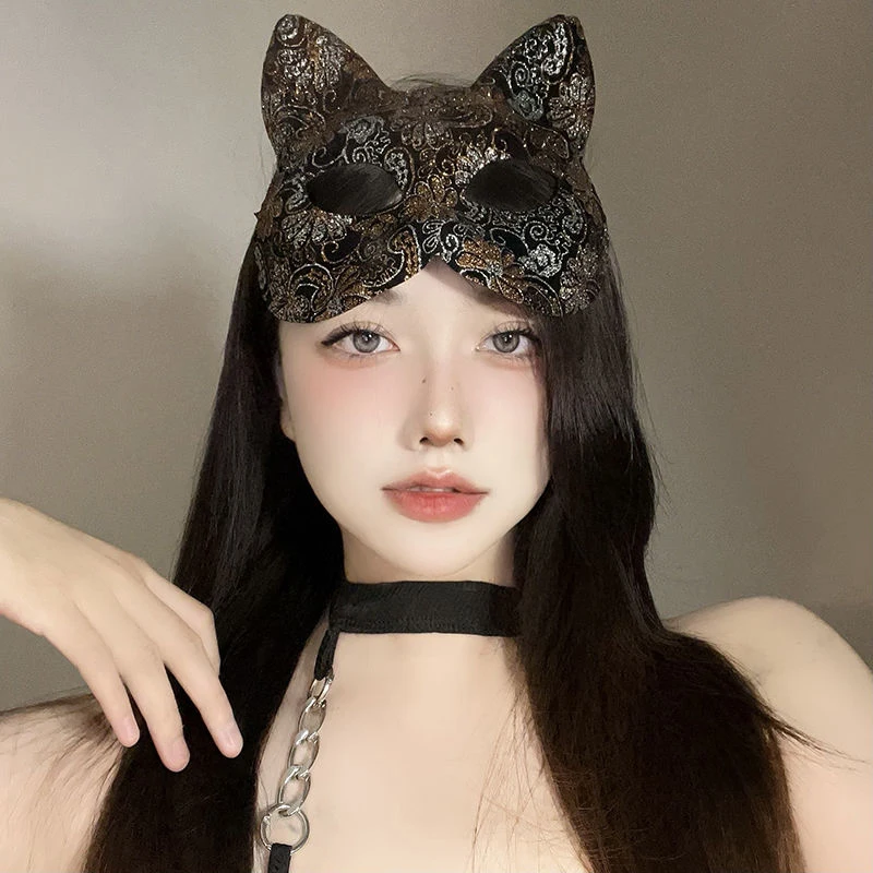 Masque de mascarade de luxe pour femmes, chat Sexy, demi-visage coloré de venise, Halloween, noël, Cosplay, bal de fête, accessoires de danse en direct