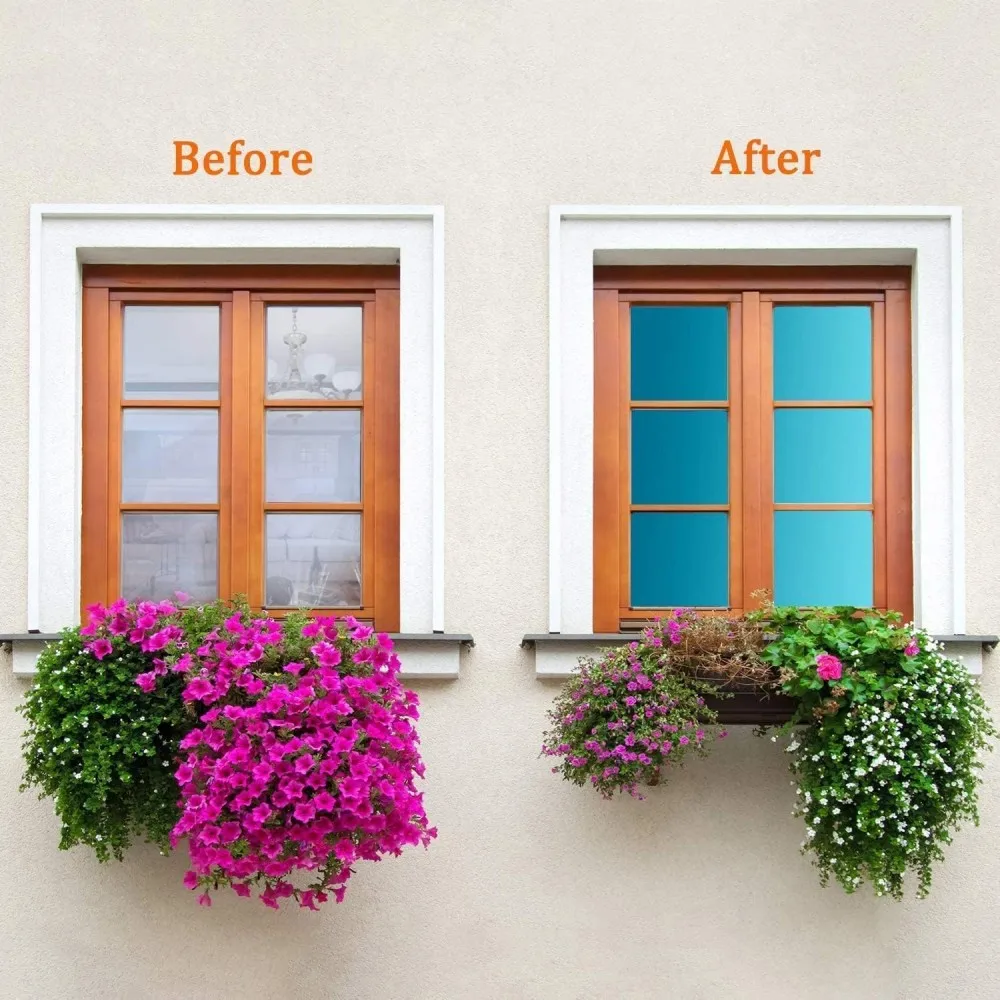 Window Privacy Film One Way Daytime Mirror Tint Treatments UV Heat Control Vinyl Stickers Sun Block Glass Paper Door Covering