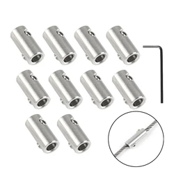 10PCS Stainless Steel 304 Hand Screw Wire Rope Clip Clamp Fit with Hexagon Grub Bolts Buckle for 2 3 4 5 6 8 10mm Cable