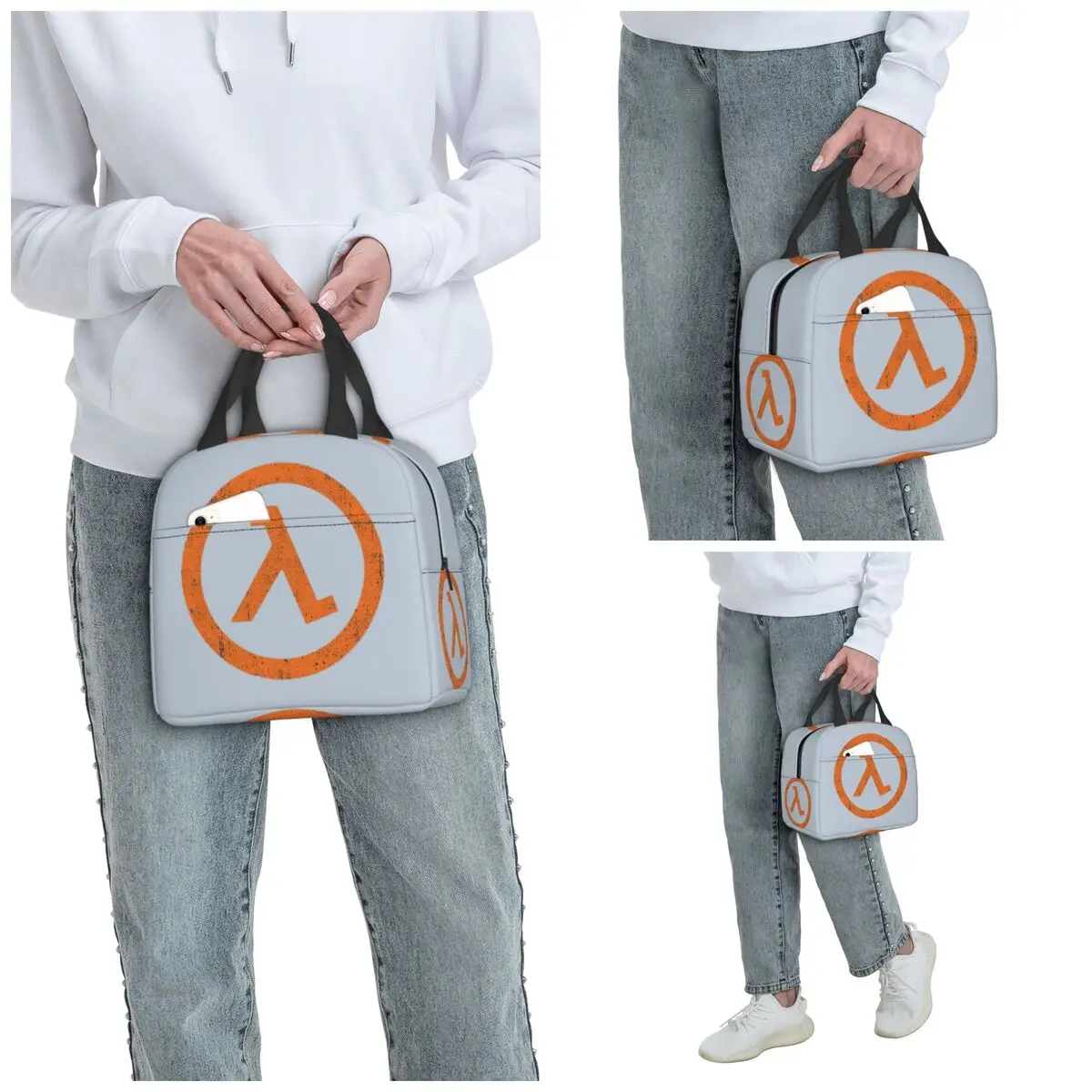Half Life Lambda Symbol Insulated Lunch Bag for Kids School Cooler Thermal Food Box Tote Leakproof Lunch Boxes Container