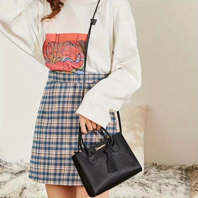 

Женская большая сумка вместительная и универсальная с шикарным узором личи, идеально подходит для работы или повседневного использования