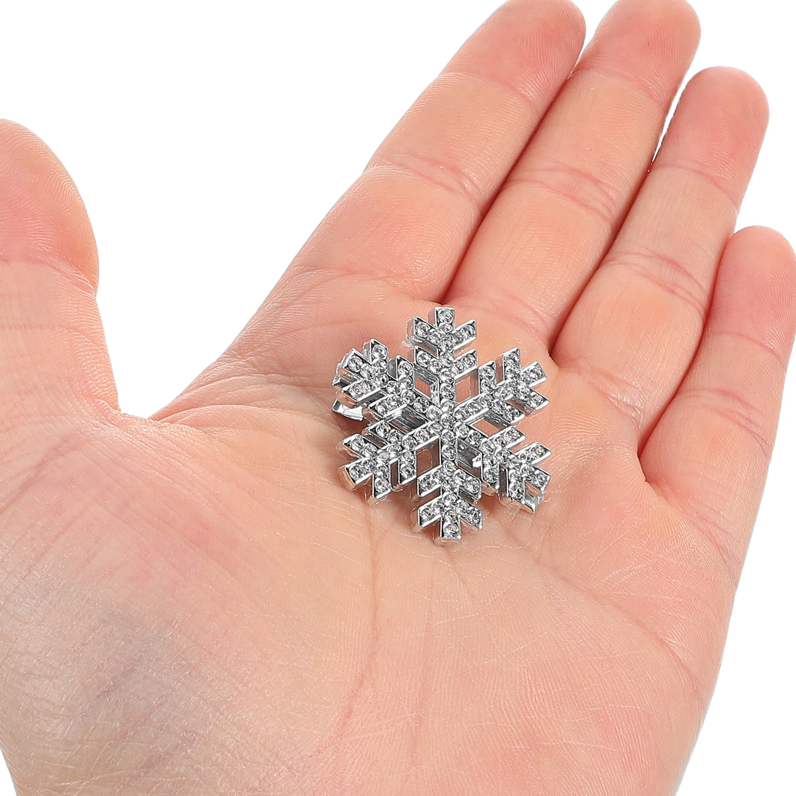 6Pcs Rhinestone Snowflake Hair Clips Silver Festive Hair Accessories for Women Christmas Party Winter Wedding Styling Clips