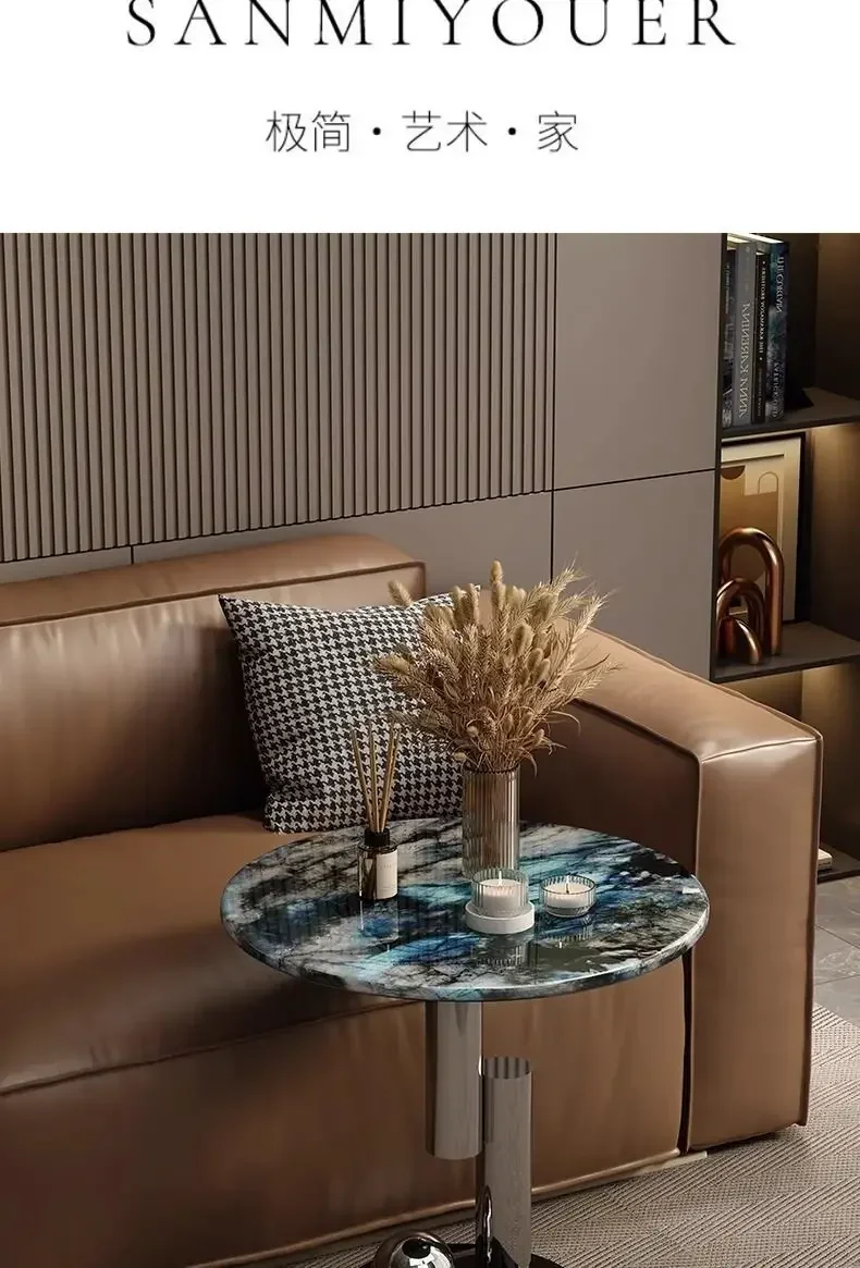 Italian light luxury high-end sense, sofa side few minimalist designer modern simple marble small coffee table