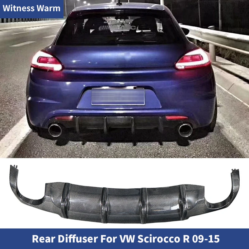 Carbon Fiber Car Rear Lip Diffuser Splitter for Volkswagen Scirocco r Bumper 2009-up Frp Dual Exhaust One Outlet