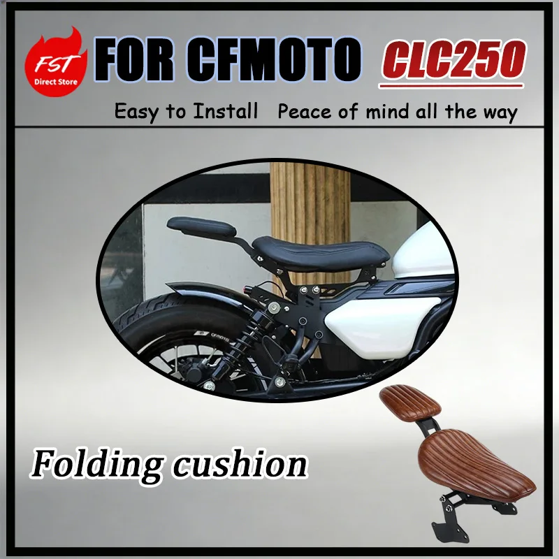 For CFMOTO CLC250 Motorcycle Folding Rear Seat Assembly with Rear Tail Light And Fender Kit Comfort Enhanced with High-Resilienc