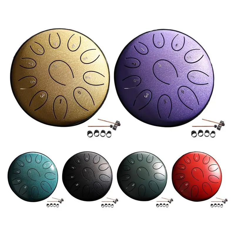 Steel Tongue Drum Rain Chime 11 Notes Hand Drums Rain Drum Instrument Handpan Drum Sound Healing Instruments Portable Mini Steel