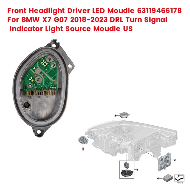 Front Headlight Driver LED Moudle For BMW X7 G07 18-2023 DRL Turn Signal Indicator Light Source Moudle US