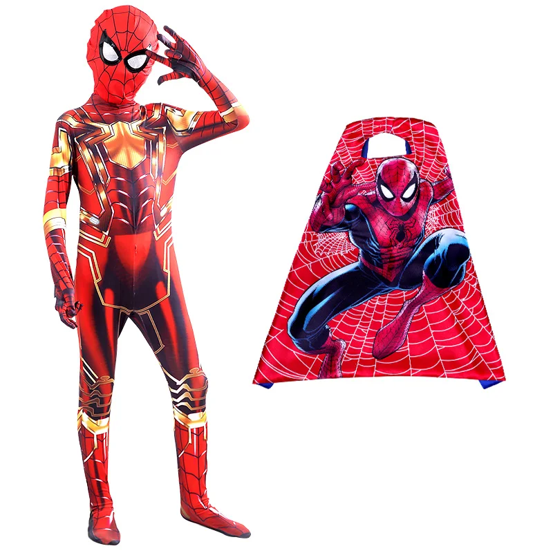 Marvel Spider Man cosplay costume for boys and girls Miles Morales superhero Halloween jumpsuit, cloak