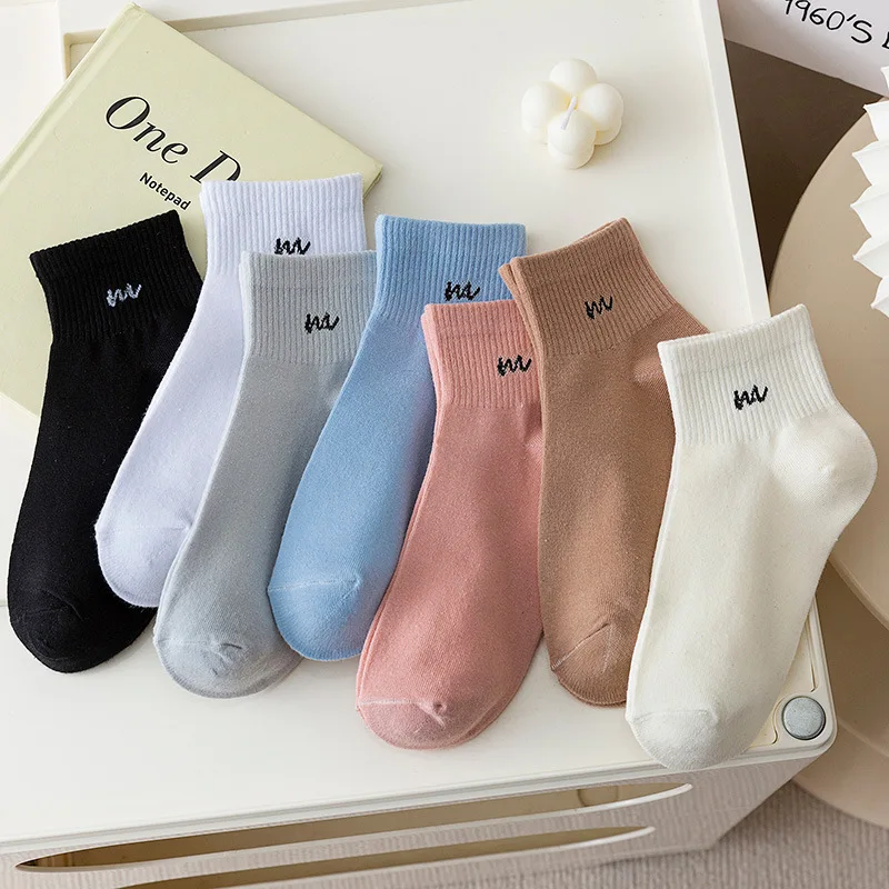 5/10 Pairs Women Letter Printed short Socks Soft Comfortable Spring and Summer Seasons Sweating Breathable Leisure Sports Socks image 3