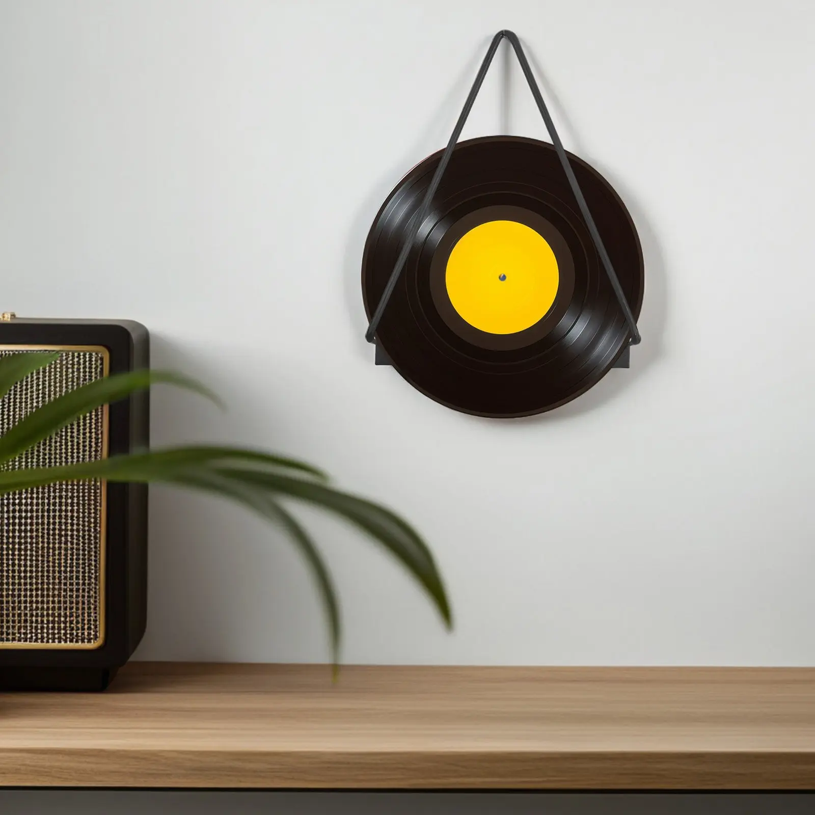 Vinyl Record Wall Mount Storage Rack Heavy Duty Iron Frame Sleek Black Finish Space Saving Album Organizer for Living Room