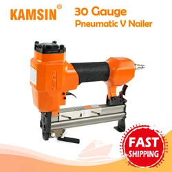 KAMSIN V1015B V Nailer Pneumatic Frame Nail Gun, 7-15mm Frame Stapler V1015B V-Type Nail Joining Gun Joiner Picture Frame Joiner