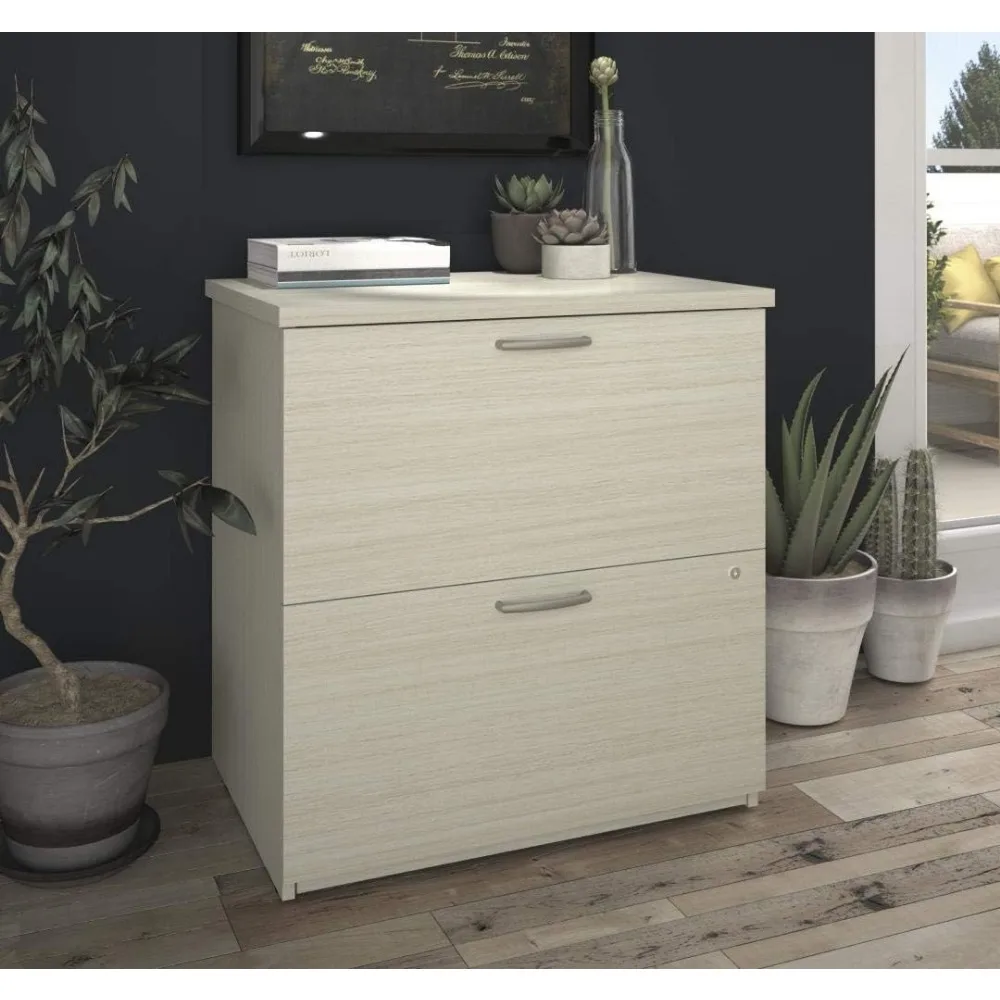 White Chocolate Finish 29W Lateral File Cabinet with Universal Storage Solutions