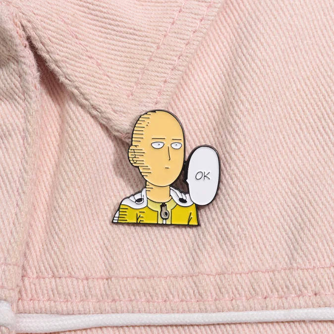 واحد لكمة رجل Saitama دبابيس معدنية الكرتون موافق شخصية المينا شارة بدبابيس الملابس على ظهره اكسسوارات الديكور الهدايا