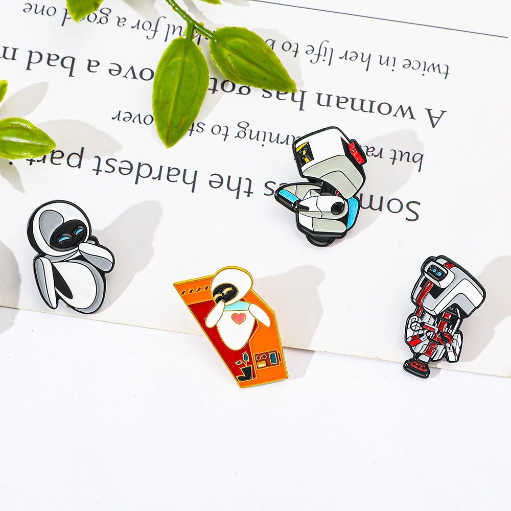 ديزني Wall-E EVE روبوت شارات معدنية دبابيس التلبيب حقيبة الظهر ملحق شخصية كرتونية زينة فكرة هدية العيد #5