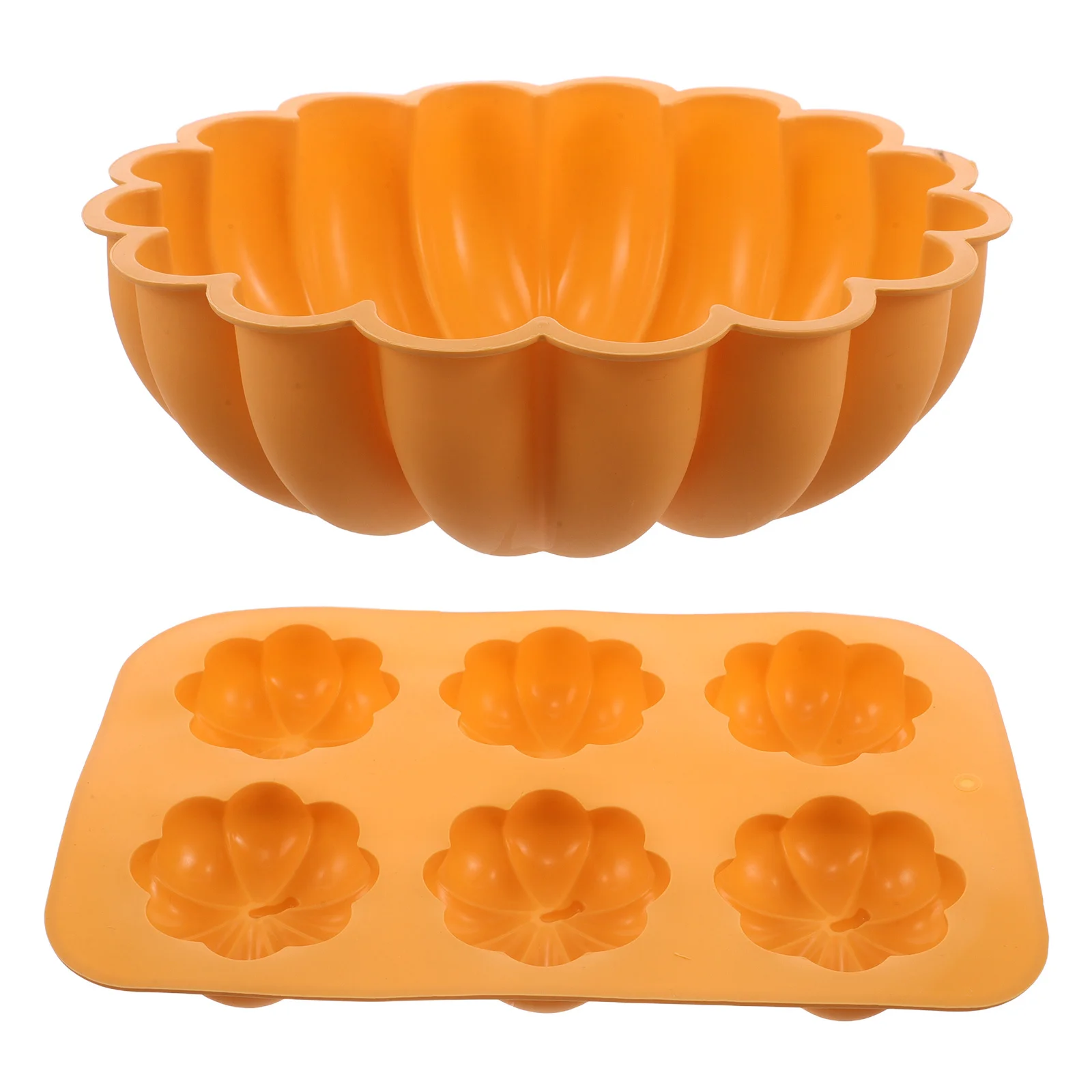 

2Pcs Pumpkin Silicone Cake Mold Set Flexible Heat-Resistant Pumpkin Baking Pan for Halloween Autumn Chocolate Jelly Dessert