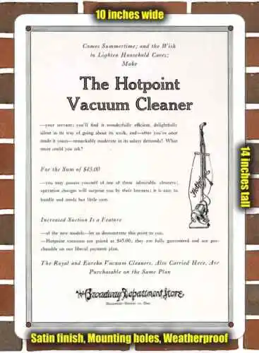 Metal Sign - 1923 Hotpoint Vacuum Cleaners- 10x14 inches