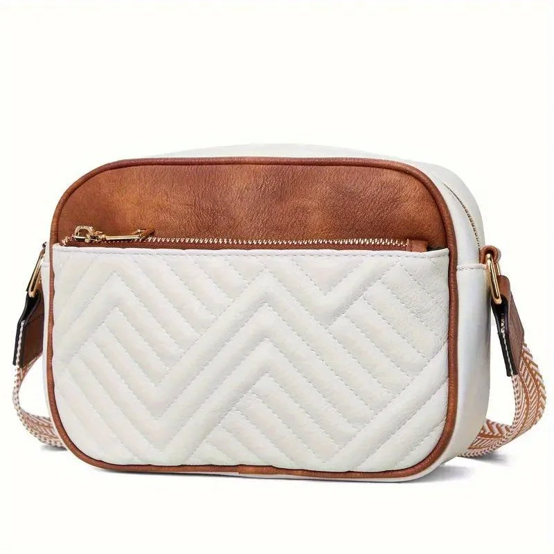 FANDAO Small Quilted Crossbody Bag for Women Made of Vegan Square Faux Leather Featuring a Wide Shoulder Strap a Bohemian Style