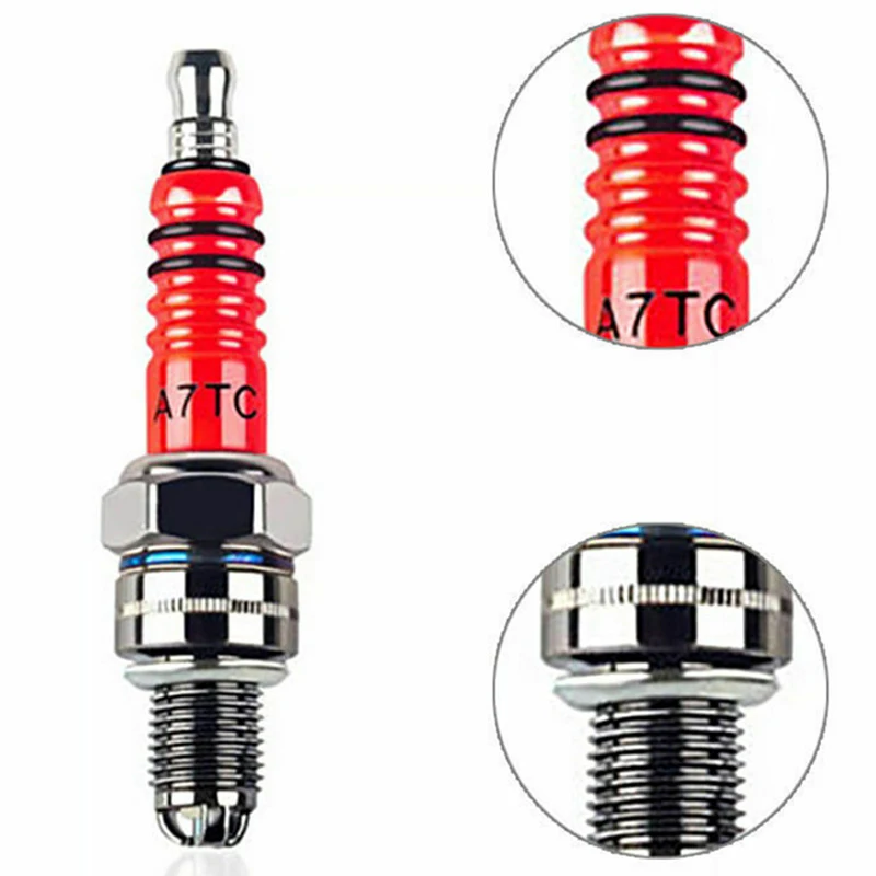 Racing 3 Electrode 10mm Spark Plug A7TC Fits For GY6 50CC 110CC 125CC 150CC ATV Scooter Dirt Bike Go Kart Motorcycle Accessories