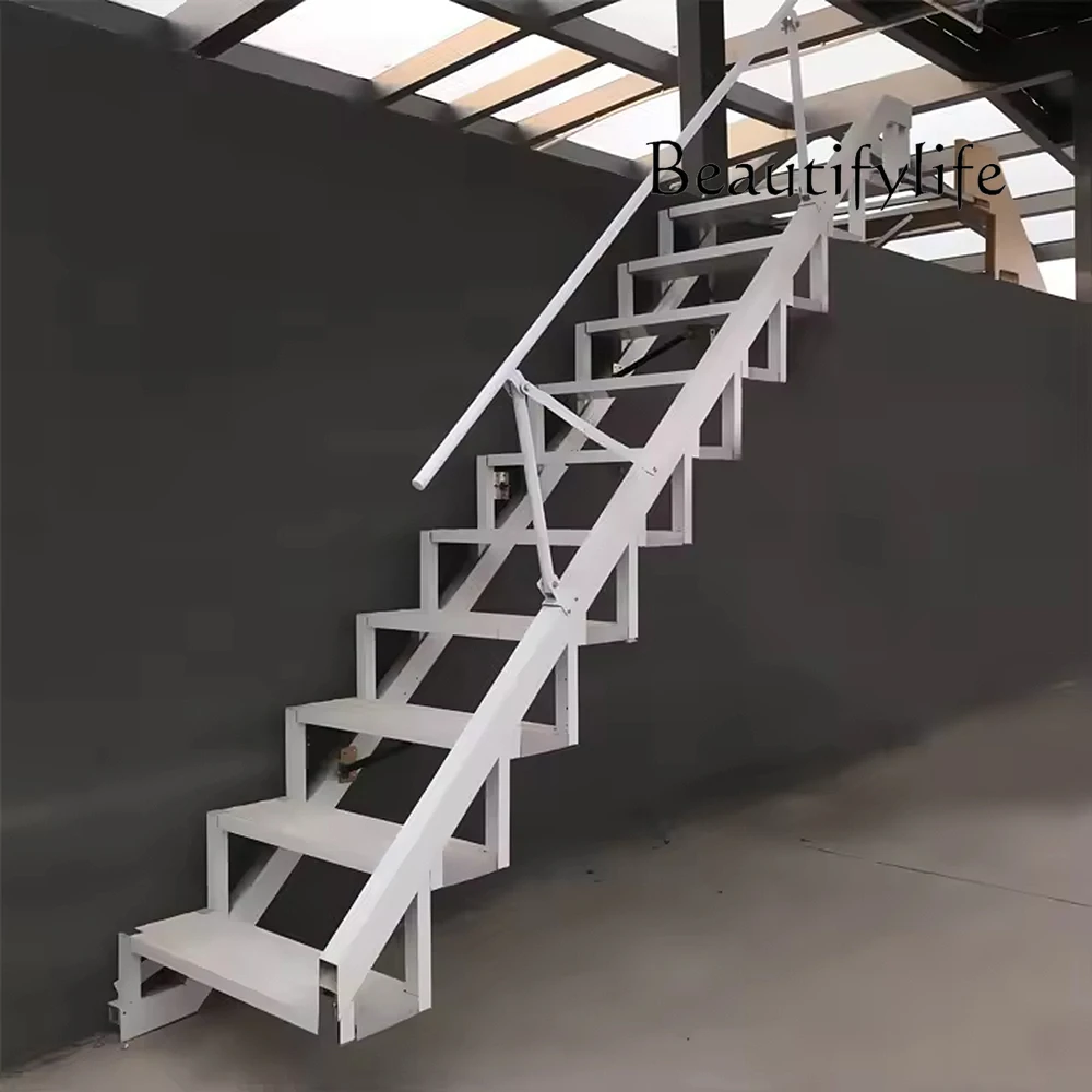 Folding Ladder Stairs Custom Outdoor Fire Small Duplex Indoor and Outdoor Loft Second Floor Villa Loft Home Small Apartment