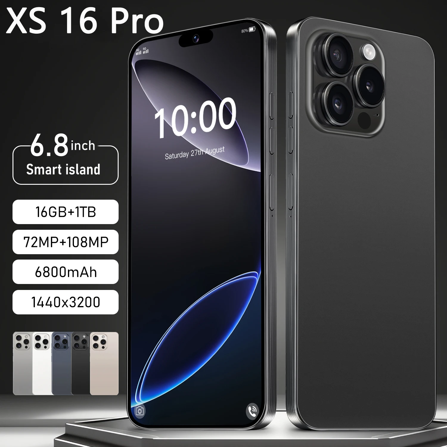 

XS16 Pro NEW 2025 HOT 6.8HD Original Smart Dual Card 6800mAh Battery Global Edition Facial Recognition Function