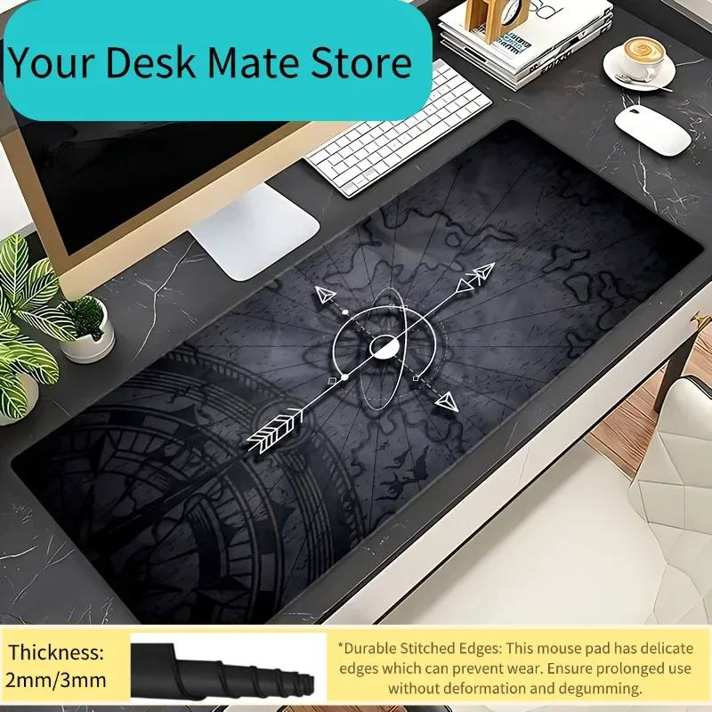 Vintage Compass Nautical Map Gaming Mouse Pad Waterproof Non-slip Desk Mat