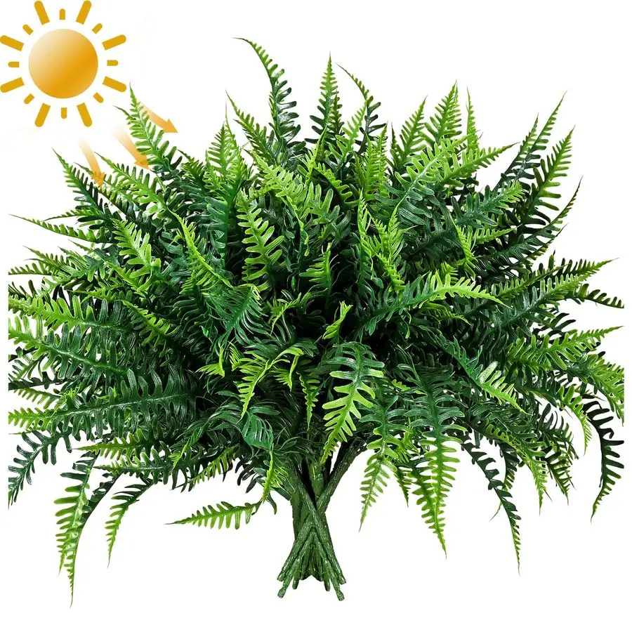 

Искусственные растения, устойчивые к ультрафиолетовому излучению, зелень из искусственных растений, реалистичный фальшивый папоротник для декора крыльца, усилитель для наружного использования