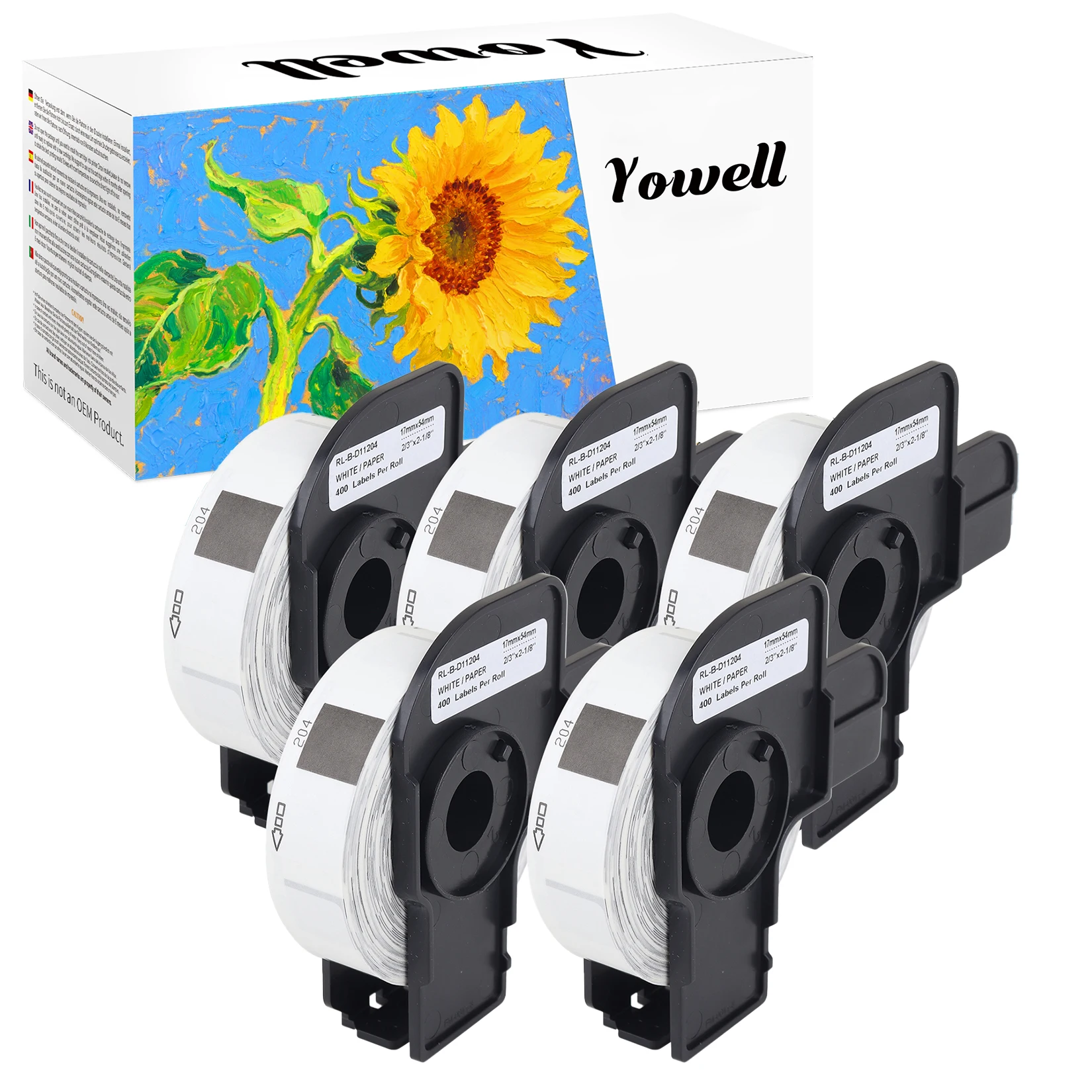 Yowell 5 X DK-11204 (17x54mm, 400 Etiketten) Kompatible Etiketten, kompatibel mit Brother QL-500, QL-550, QL-570, QL-580N, QL-650TD – Detail 1