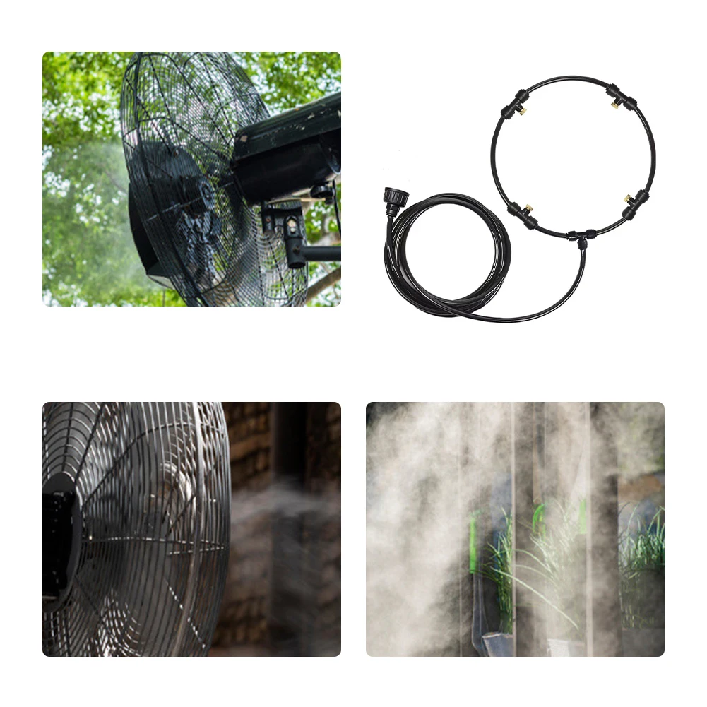 16 Inch Outdoor Fan Cooling Misting System Portable Spray Sprinkler Mist Kit Mist Fan Nozzles Kit for Patio Garden