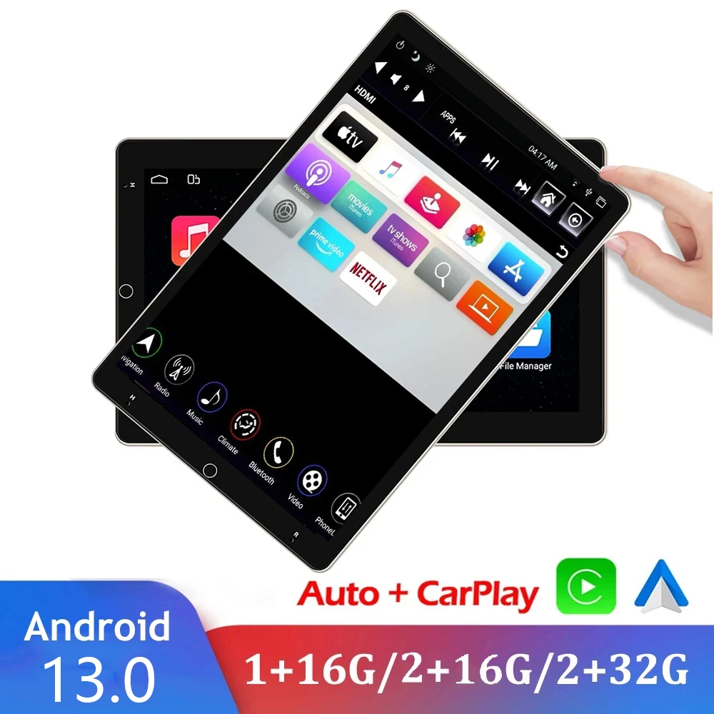 

Android 13 Automatic Rotatable Vertical Screen Car Radio 2 Din CarPlay 10" Universal Autoradio WIFI GPS Car Multimedia Player