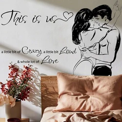 T805# English Love Couple Stickers Living Room Bedroom Window Decoration Self-adhesive Wall Stickers