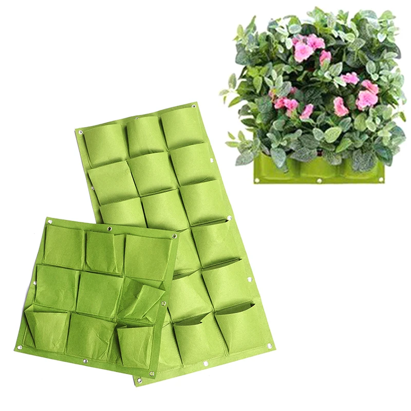 9/18 Pocket Vertical Growing Planting Bag Felt Fabric Wall Hanging Outdoor Garden Planter Pot Flower Vegetable Growing Container