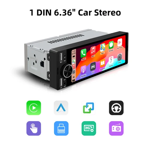 Radio Universal estéreo para coche 1Din, pantalla táctil de 6,86 pulgadas con CarPlay inalámbrico y reproductor Multimedia inteligente Android Auto
