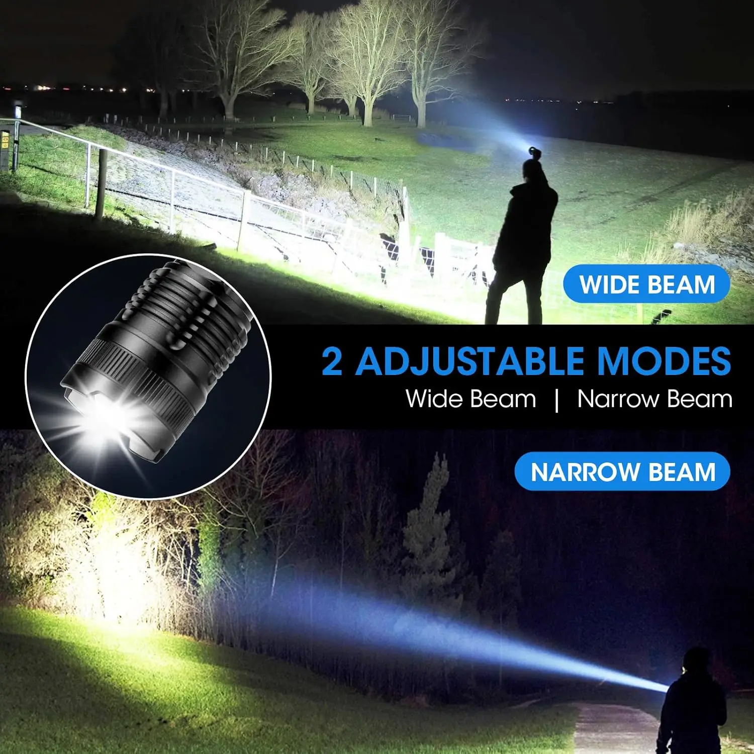 4-Pack Rechargeable LED Flashlights, 90,000LM Super Bright with 5 Modes, Waterproof for Camping & Home